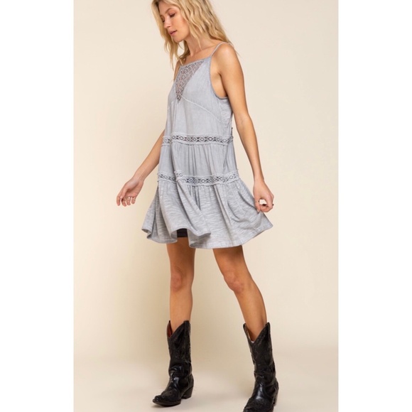 POL Grey Spaghetti Strap Tiered Sundress - Picture 7 of 7